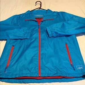 Storm Blue Windbreaker with Red Zippers